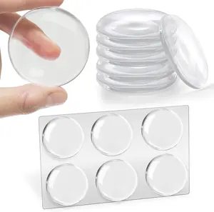 6Pcs Door Stopper Wall Protector, Door Handle Stopper for Wall with Strong Back Adhesive, 2" Clear Rubber Door Knob Round Wall Shield Cushion, Washable & Reusable Protectors, Self Adhesive