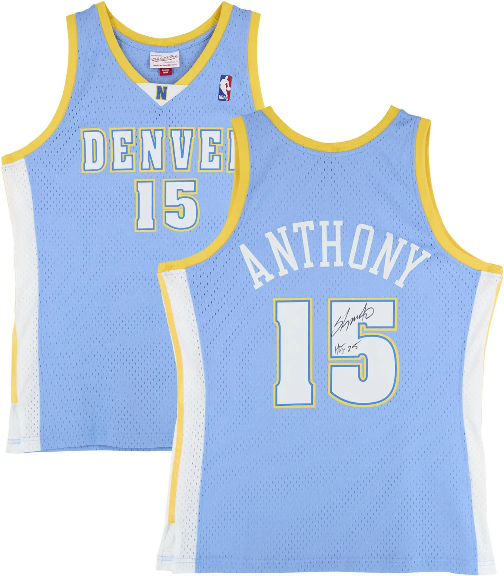 Carmelo Anthony Denver Nuggets Autographed Mitchell & Ness Light Blue 2003-04 Swingman Jersey with "HOF 25" Inscription - Fanatics Authentic Certified