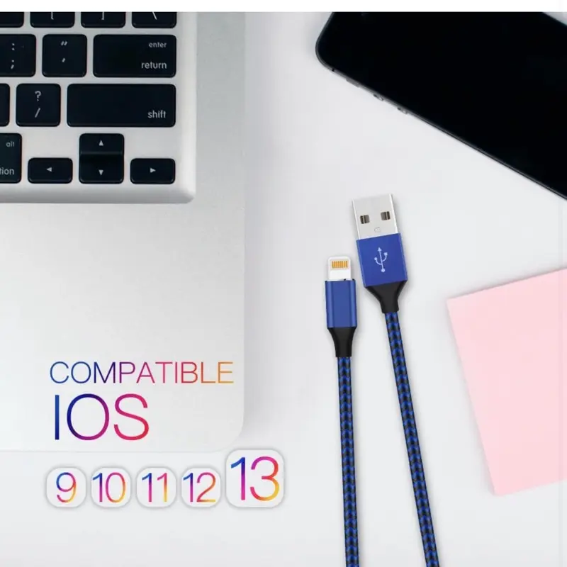 Apple MFi Certified Lightning Cable, 6 FT iPhone Charger for Smartphone, Cellphone, Mobile Electronic Devices