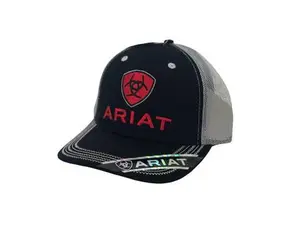 Ariat Unisex Black with Red Logo Mesh Back Snapback Hats