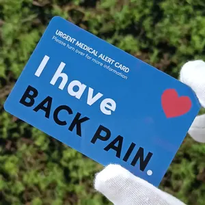 Urgent Medical Alert Notice Card, 1 Count Back Pain Writable Card, Portable Notice Card for Patients, Custom Message Card, Durable Card
