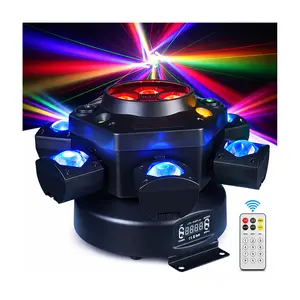 Flashback Events DJ Party Light 150W Six Arms Beam Bee Eye Moving Head DJ Light for stage KTV events weddings festivals raves clubs bars Rgbw Led Red And Green Lasers Dynamic Lighting Effects Versatile Power Supply Durable Design