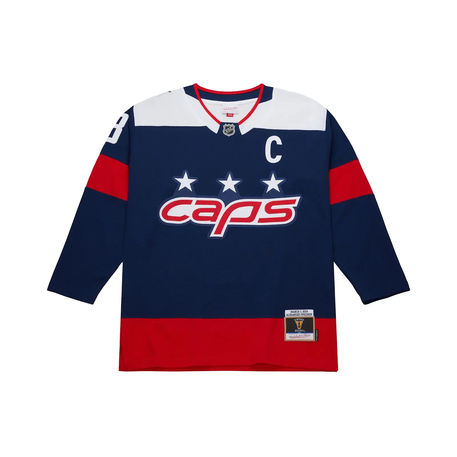 Alexander Ovechkin Washington Capitals Navy 2018 NHL Stadium Series Game Authentic Jersey - Mitchell & Ness NHL Throwback, 10s Retro Hockey Jersey