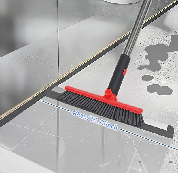 Floor rubber Squeegee Scrubber with Grout Brush,54 inches Squeegee air  Broom Shower Scrubber for Concrete Floor, Glass, Window, Tile Cleaner Garage, Cracks in Showers, Grout Swimming Pool upgrade Steel Wall Bathroom Mop Kitchen Plastic