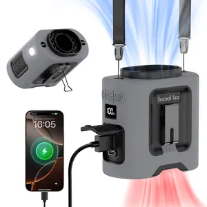 Socool 14500mAh Portable Waist Fan Clip on Belt 360 Rotation Wearable Rechargeable Personal Shirt Fan, 67H Cooling 5-Speed Battery Operated Fans with Light, Neck Fan Hanging for Outdoor Camping Travel