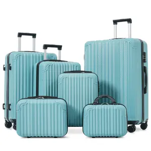 6-Piece Luggage set (12/14/16/20/24/28''), Lightweight and Durable ABS Suitcases with Spinner Wheels & TSA Lock，Stackable & Space-Saving，suitable for Men & Women Business Travel & Vacations