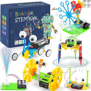 6 Piece Science Robot Experiment Kit, Educational Stem Toy for Kids, DIY Robotics Set, Fun Learning Activity, Ideal Gift for Children, Robot Drawing Machine