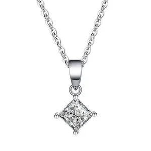 [Venus Jewelry] Solid Silver 925 Synthetic Mossianite Necklace Multiple Cut Dainty Design