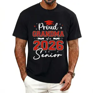 Celebrate the Class of 2026 with Proud Grandma T shirt Featuring Diploma Design in Black with Red Letters Unisex Comfortably Crafted Casual Round Neck Gift for Graduates Birthday and Holiday