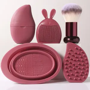 5PCS Beauty & Personal Care Cosmetic Makeup Tool Set - Makeup Brushes, Facial Ice Compress, Soft Silicone Facial Tool, Cleansing Brush Cleaner, Soft Silicone Face & Hair Washer