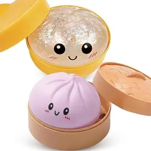 Dumpling Squishies, Glitter Dumpling Mystery Box, Colorful Dumplings Stress Balls Fidget Sensory Toy, Easter Basket Stuffers, Stocking Stuffers with Food Steamer Stretchy Desk Toys