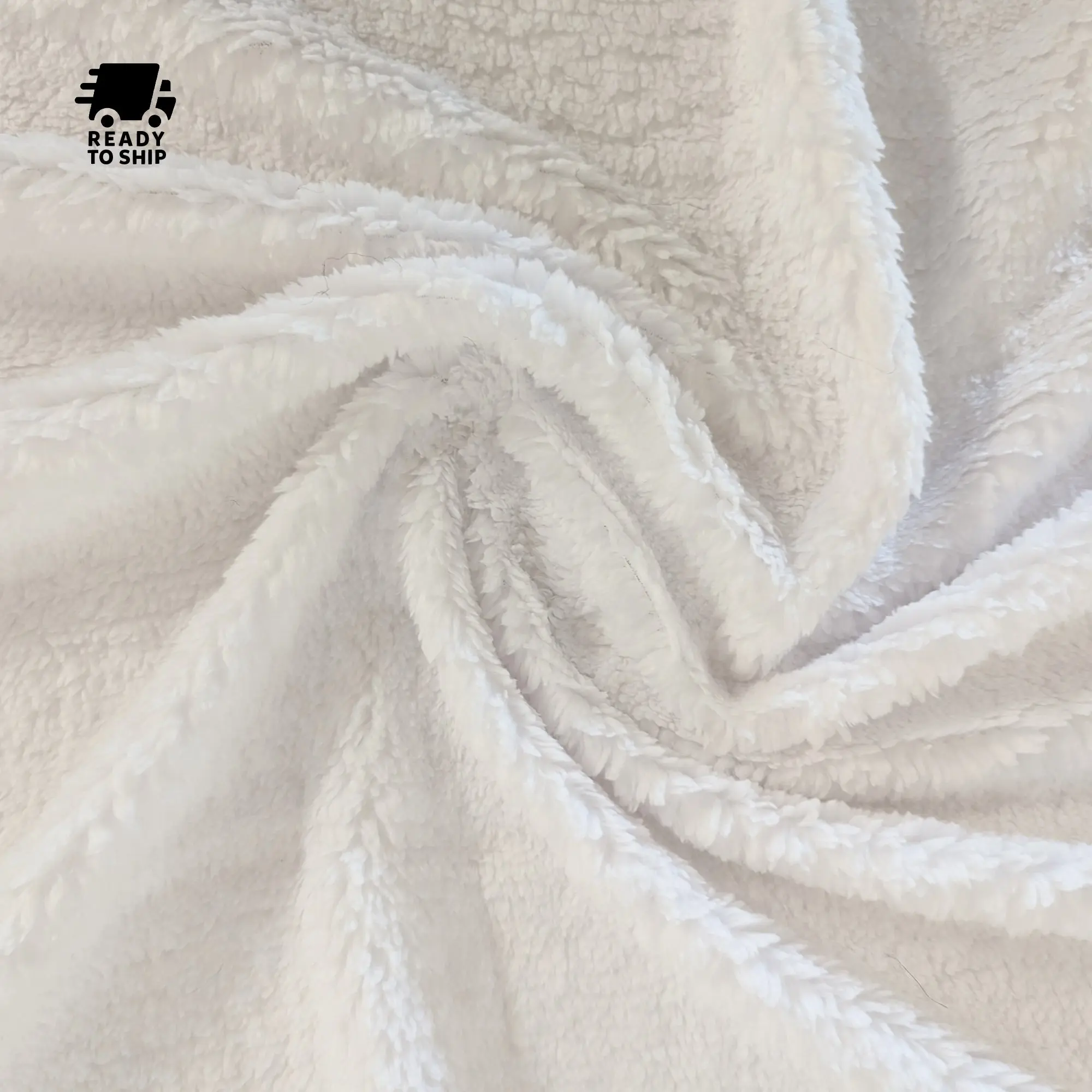 Pure White Plush Sherpa Fabric by the Yard, High Quality Fabric for Sewing & Soft Furnishings Projects