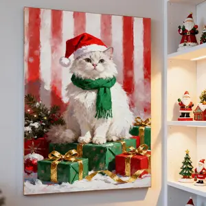 Christmas Ginger Cat Poster | Cozy Holiday Wall Art for Winter Home Decoration