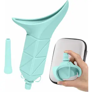 HerBus Foldable Female Urinal Portable Pee Funnel for Standing Women with Silicone Material & Waterproof Carry Case for Camping Travel Hiking