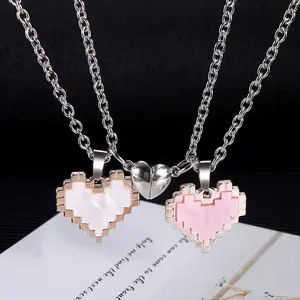 Couple attract girlfriend necklace man and woman a pair of love mosaic magnetic suction Valentine's Day niche versatile pendant