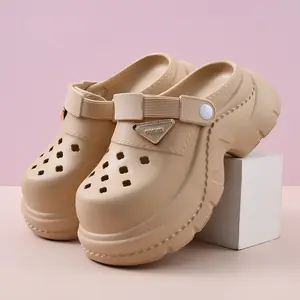 Women's Summer Beach Outdoor Non-Slip Clogs for Women, Platform Height Increasing Closed Toe Slides, EVA Breathable Odor Resistant Wear Resistant Soft Sole Sandals