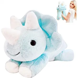 24"|   5 Pounds Blue Dinosaur Weighted Stuffed Animals with Unscented Microwavable Heating Pad, Cute Coolable Heatable Weighted Plush Warm Gift for & Adults