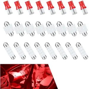 24 PCS Car LED Light Bulb Kit, T10 Festoon Interior Lights, 31mm/42mm Interior LED Dome Lights,Suitable for Bulbs for Car Dome Lantern, Map Door Indicator Replacement (Red)