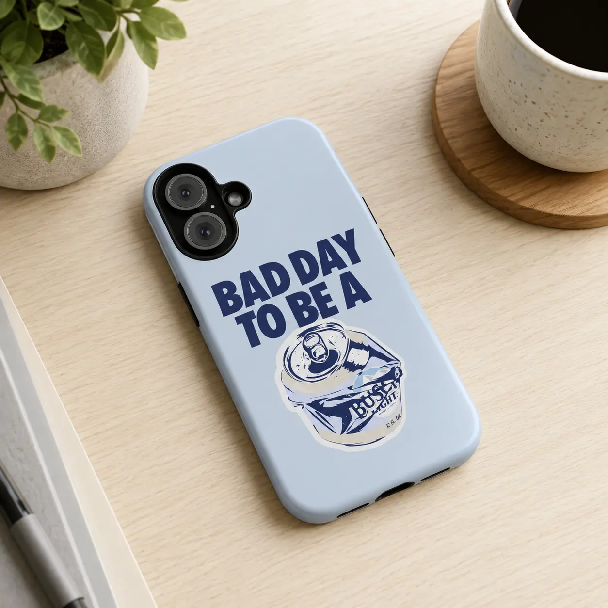 Bad Day to Be a B*sch Light Phone Case, Funny Crushed Beer Can Graphic Protective Cover, Party Tailgate Accessory and Beer Lover Gift