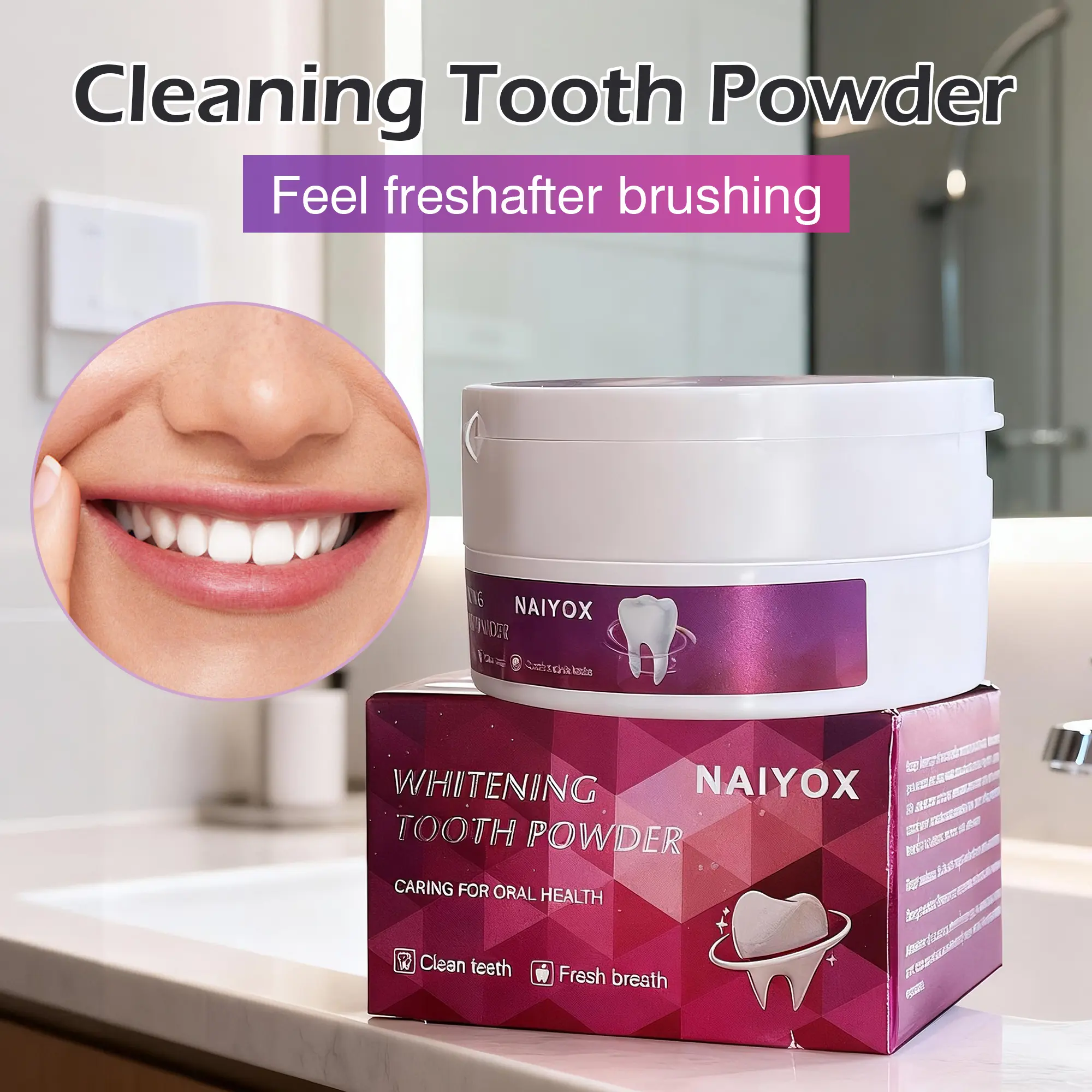 Oral Baking Soda Teeth Whitening Powder for Adults - Mild, Gentle Cleansing, No Irritation for Sensitive Skin, 1-Count 50g High-Capacity for Long Daily Home Use, Breath Freshener (Party Bag Gift Supply)