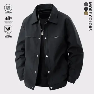 Men's lightweight casual jacket, outdoor business style solid color lapel coat, button closure, regular fit versatile fall and winter jacket suitable for office wear, daily commute, and outdoor activities