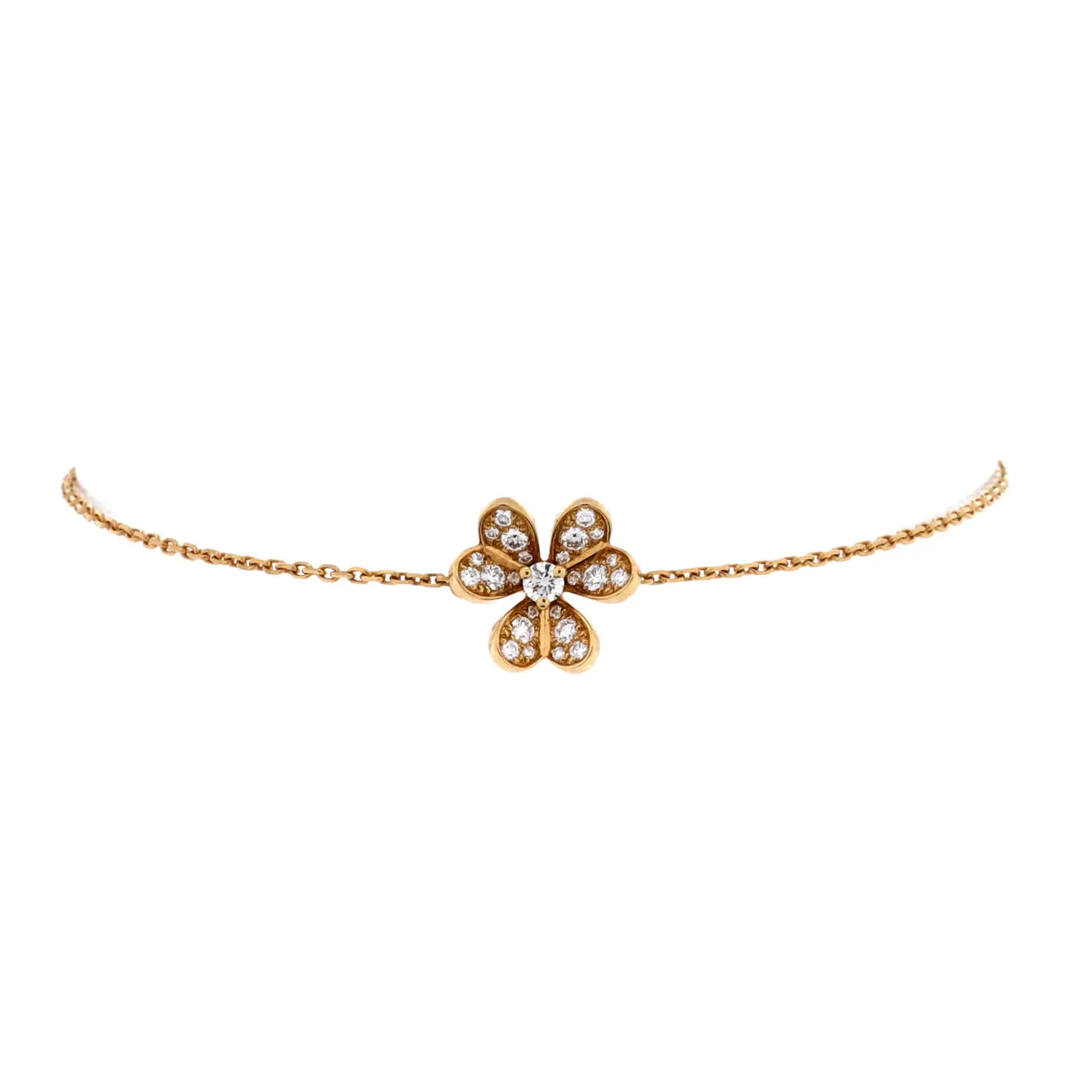 Pre-owned Van Cleef & Arpels Frivole Bracelet 18K Yellow Gold and Pave Diamonds Mini by Rebag