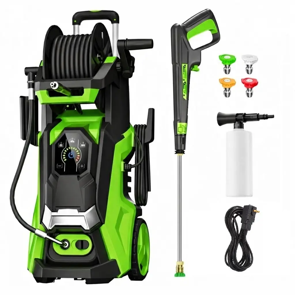 5560PSI MAX 3.8GPM Electric Pressure Washer, 15 Level Adjustable Touch Screen, Efficient Driveway and Patio Care, with 4 Quick Connect Nozzles, 500ML Soap Bottle, Stainless Steel Lance and Total Stop System for Car Wash, Home, Patio Cleaning