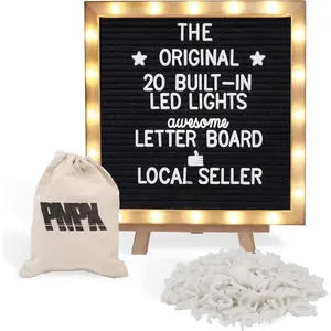 Letter Board The  Black Felt Board with Stand, Built-in LED Lights 10 x 10 -Menu Board +  Frame, 340 Letters, Emojis + Cursive Words - Custom Sign Messages  Announcement, Weddings