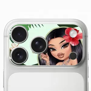 iPhone 17 Pro Max Protective Camera Lens Protector Sticker, Tropical Hibiscus Girl Design, Premium Waterproof Vinyl Laminated DIY Accessory with Scratch Resistance, Easy Application & Removal