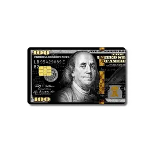 BOGO Buy One Get One Free 2 Credit Card Skin Sticker for EBT Debit Card Transportation Key Waterproof Vinyl Decal Black 100 Dollar Bill Security Stylish Design - Crafts