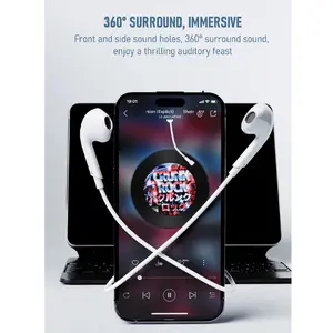 Lightning Connector Wired Earbuds with Ear Clip/Ear Hook Design, Compatible with iPhone 14/13/12/11/XR/XS/X/8/7/SE/Pro/Pro Max & iPad, Integrated Remote for Music, Calls & Volume Control, No Bluetooth Required, Lightning Connector Earphones