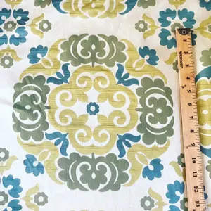Medallion Blue Green Fabric 54” wide sold by the yard Wrinkle-resistant Wrinkle-resistant Wrinkle-resistant