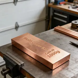 1000g Pure Copper Bar 99.99% Solid Copper Block T2, Investment Copper Strip, Wealth Copper Bar, Collectible, Durability