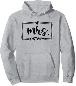 Mrs. Est. 2024 Just Married Wedding Wife Mr & Mrs Gifts Pullover Hoodie - Lydiagarcia Shop 36B0CK62RVP1