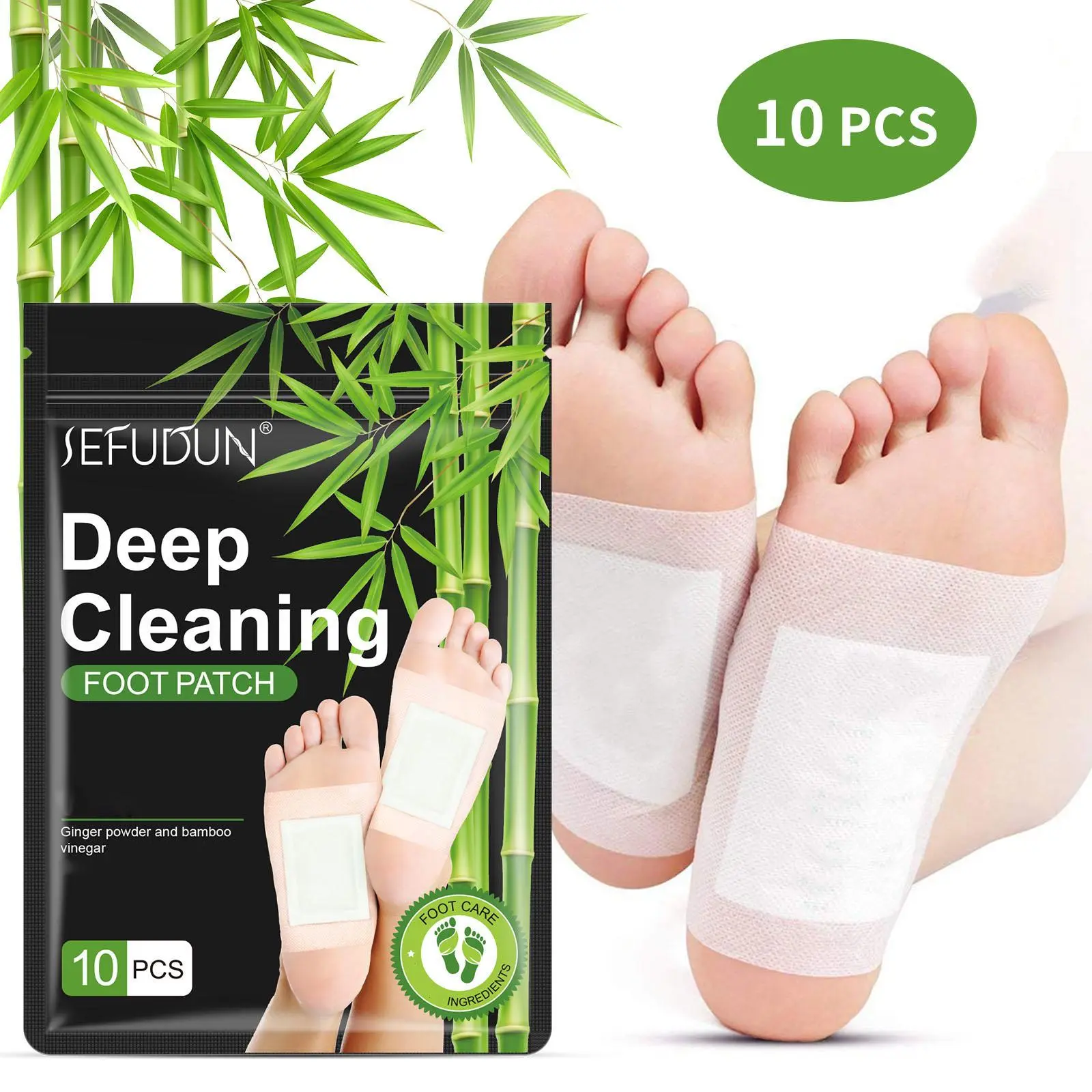 【live】Buy one get one SEFUDUN Foot Pads (10 PCS) – Deep Cleansing Foot Patches with Bamboo Vinegar & Ginger Powder– Nail Masks