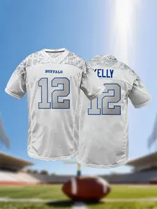 Men's #12 White American Football Jersey, Classic Buffalo Embroidery, V-Neck Loose Fit Short Sleeve Sports Football Shirt, Suitable For Casual Everyday Wear, Match Training, Street Hip-Hop Style, Valentine's Day Gift, Unisex, Sports Top