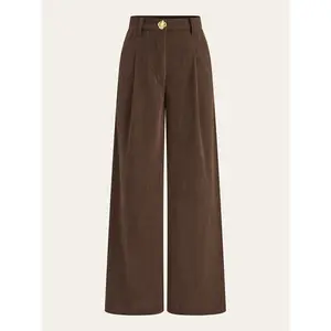 Corduroy Wide-Leg Pleated Pants