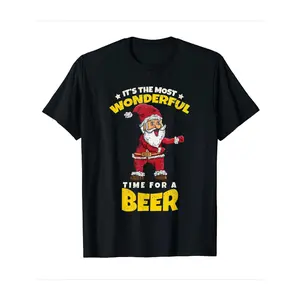 Santa Claus Flossing Christmas T-Shirt, The Most Wonderful Time of Beer, Women's Christmas T-Shirt, The Perfect Gift for Friends and Family During the Holidays, 100% Digital Print 220g Women's T-Shirt