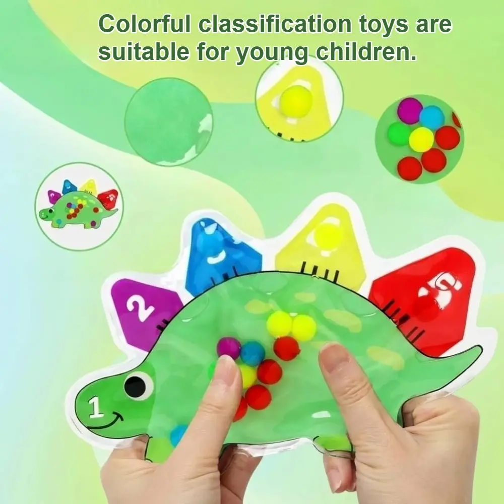 1pc Dinosaur Sensory Fingertip Squeeze Toy - Colorful Numerical Classification Bead Fine Motor Skill Toy, Early Education Learning Game Board, Portable Travel Stress Reliever, Kids' Gift for Boys & Girls