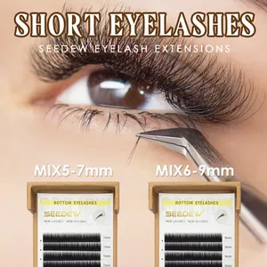 Seedew 12Rows/Tray Bottom Lashes 0.10mm 0.15mm Lower Short Eyelash J Curl B Curl Mix Length Single False Eyelashes, High Quality Eyelashes, Eyelash Extension, Curly Lower Lashes, Eye Makeup Products For Women, DIY Eyelash Extensions, Bottom Lash Clusters