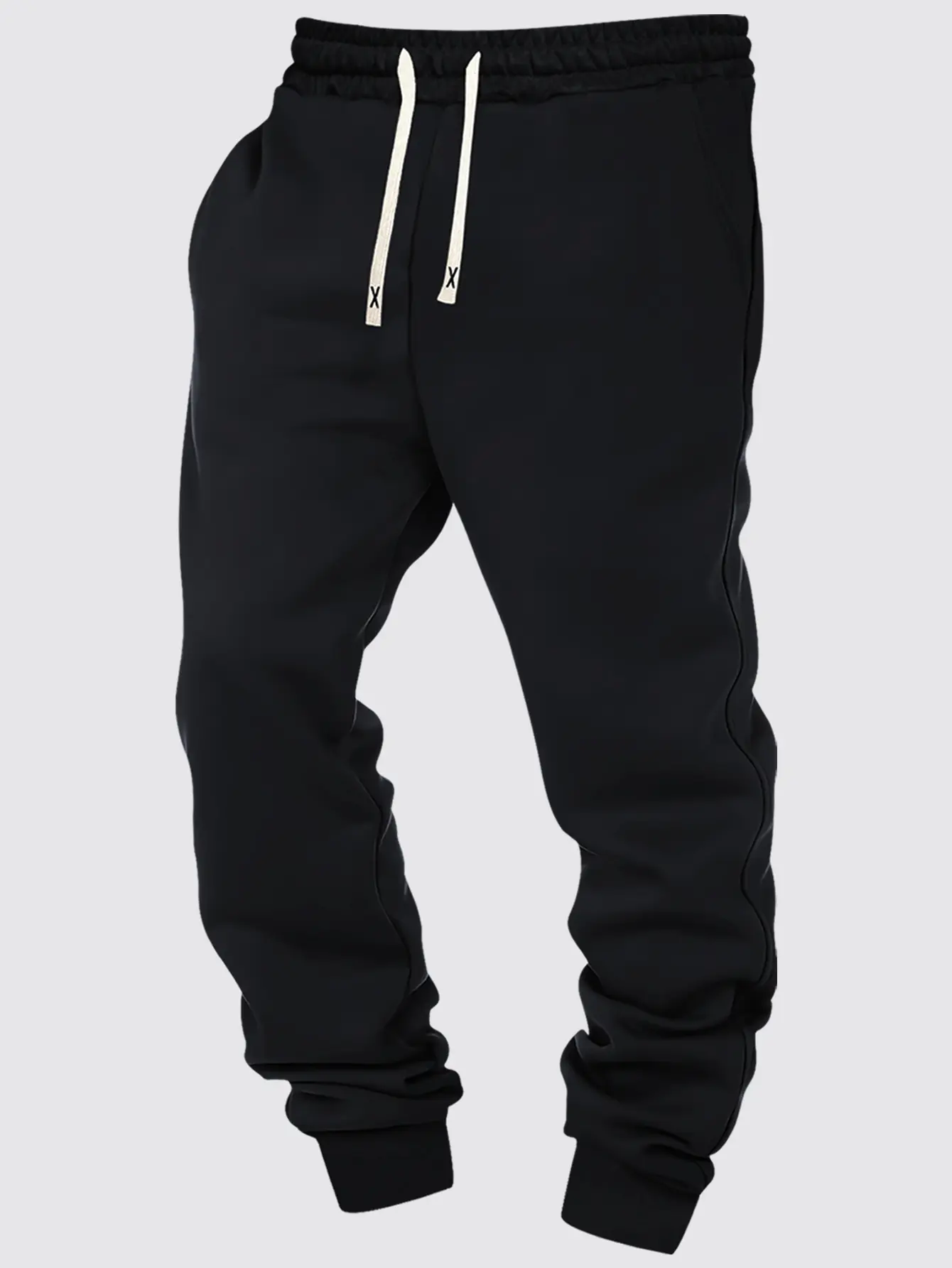 Spring Fall Men's Sweatpants Solid Color Smooth Finish Casual-Sporty Style Elastic Waistband Drawstring Travel Vacation Casual-Sporty Men's Apparel, Cuffed Pants