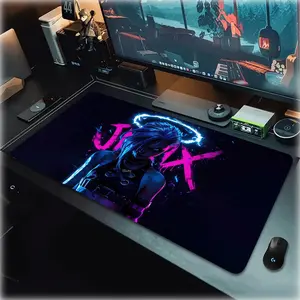 Large Gaming Mouse Pad, Anime Mousepad Featuring Jinx character design Non-slip, washable rubber base Computer & Office Decor Study & work area decorative desktop pad