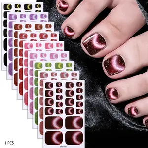 ✨ Ultra-Sparkly Gradient Cat Eye Style Toe Nail Wraps, 22 Sheets/Set Self-Adhesive Waterproof Nail Stickers, Quick to Apply, Long-Lasting and Wear-Resistant, Perfect for Home DIY Manicure