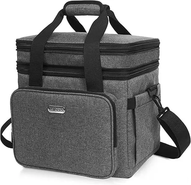 Large lunch bag, double compartment, wear-resistant, large capacity, waterproof, insulated lunch box, leak-proof, soft cooler, men's and women's cooled handbag Travel Essentials,lunch bag women, baggu lunch bag