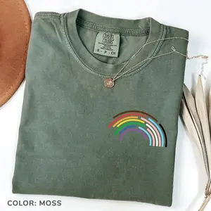 Comfort Colors LGBTQ+ Pride T-Shirt Rainbow Pocket Tee Love Wins Tee Pride Month Gift Gender Equality Top For All - TrendWear USA