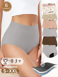 6-Pack MEIYATING  Breathable Casual Period Underwear for Women, Soft Leak-Proof Panties, Comfortable Waistband, Suitable for Mild Incontinence
