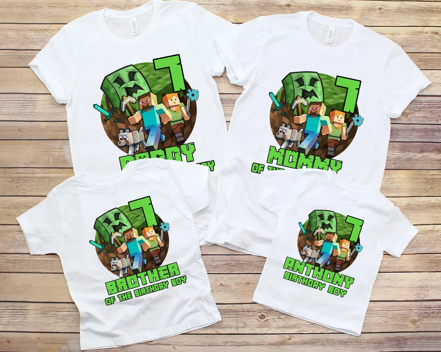 Personalize Minecra Family Matching Family Minecra Birthday Minecra Family T-Shirt Cotton Fabric
