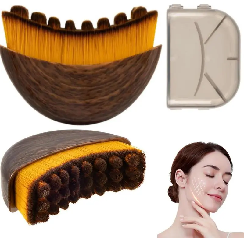 Ergonomic Lymphatic Facial Brush for Jawline Sculpting & Depuffing - Dry Brushing Massager Tool for Gentle Circulation & Tension Relief, Lymphatic Drainage
