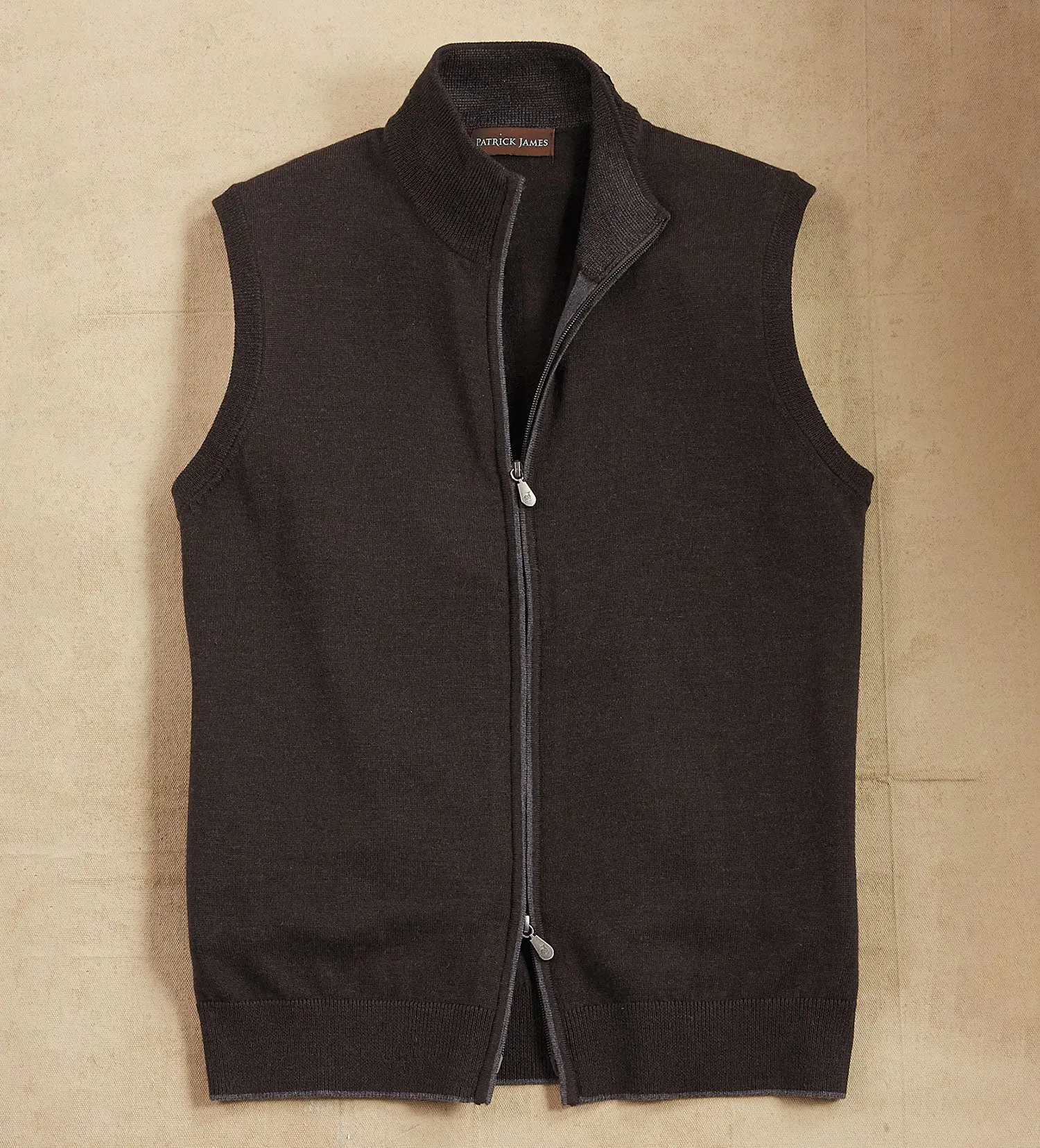Patrick James Menswear Ribbed Knit Sweater Vest, Italian Men's Tops Waistcoat Gilet, Sleeveless, Mock Neck