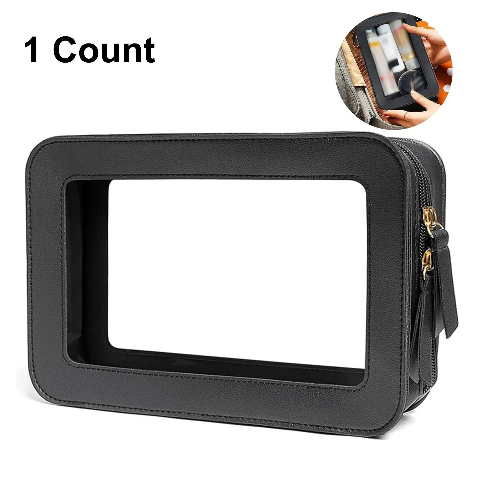 Transparent Square Makeup Bag, Portable Dust-proof Travel Cosmetic Bag with Zipper, Home Organizer for Bathroom & Travel, Girlfriend Gifts, Travel Ess